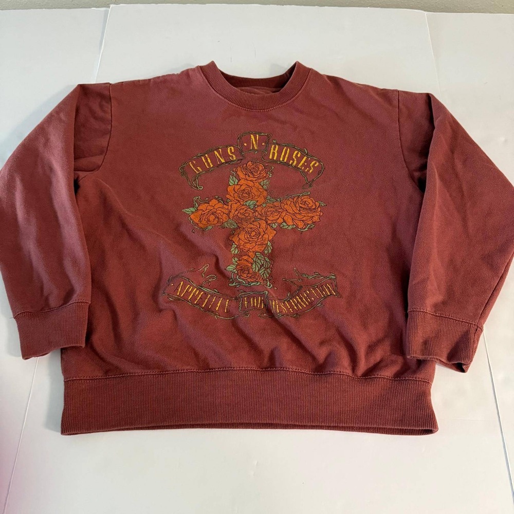 Guns N Roses Appetite for Destruction Graphic Sweatshirt Maroon Womens Medium